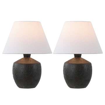 Myron 18" Minimalist Scandinavian Concrete Effect Resin/Iron LED Table Lamp - JONATHAN Y